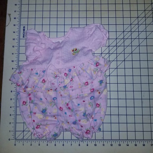 Small Steps Baby's Floral Ruffle Pink Short Sleeve Overall Size 3-6 Months - Picture 7 of 7